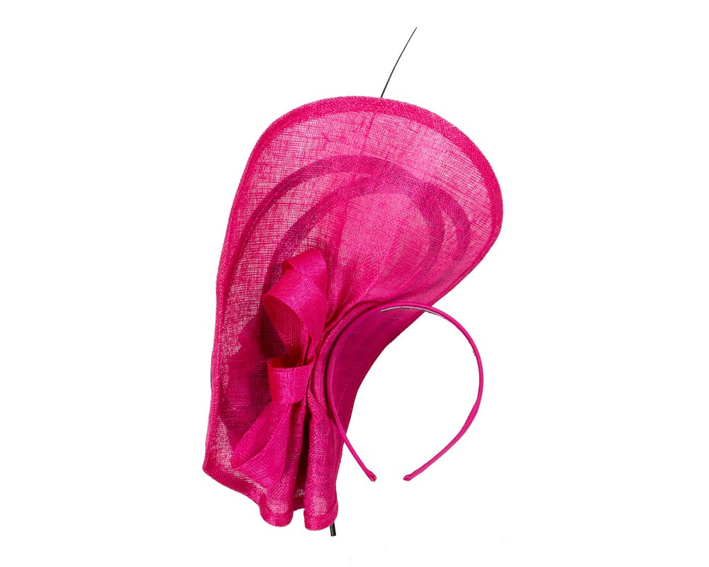 Large fuchsia & black sinamay flower fascinator by Max Alexander - Hats From OZ UK Large fuchsia & black sinamay flower fascinator by Max Alexander - Image 4