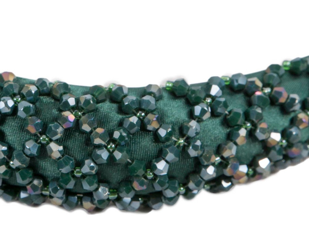 Beaded teal fascinator headband by Cupids Millinery - Hats From OZ UK Beaded teal fascinator headband by Cupids Millinery - Image 3