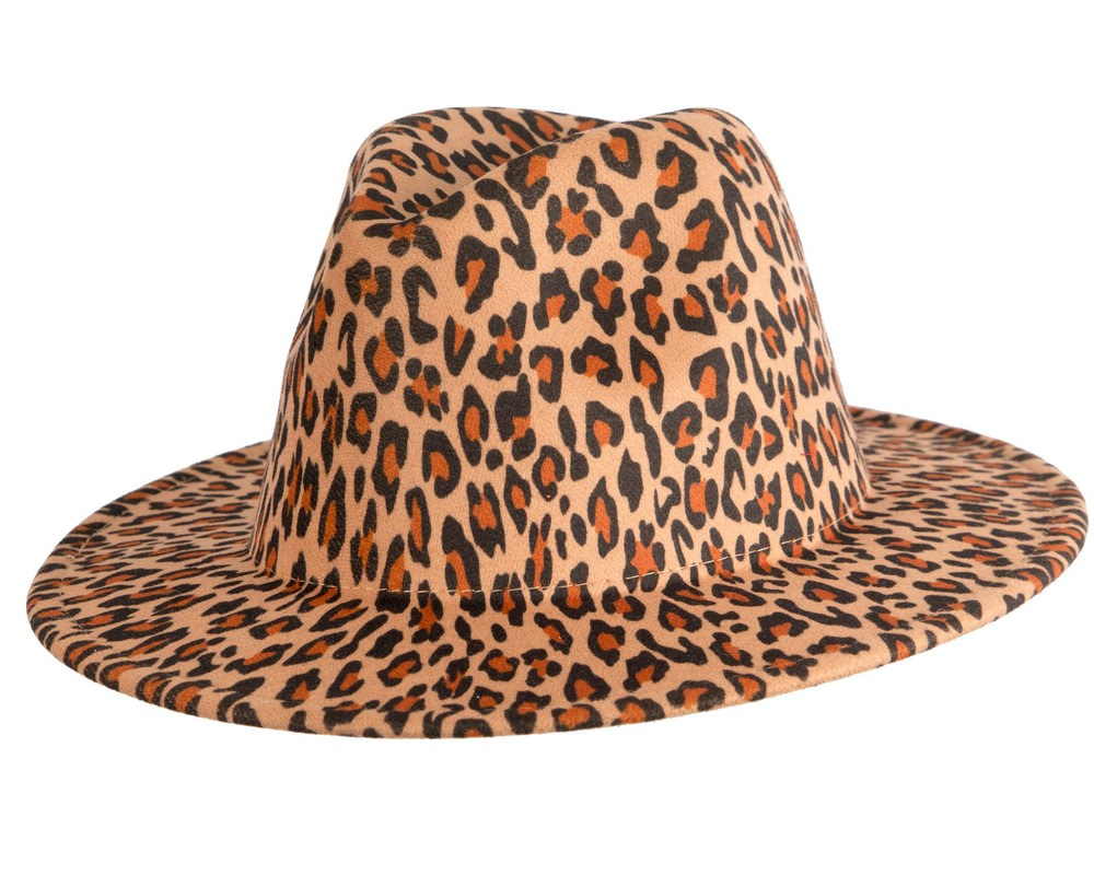 Leopard print flat brim fedora hat - Hats From OZ UK Leopard print flat brim fedora hat - Image 2