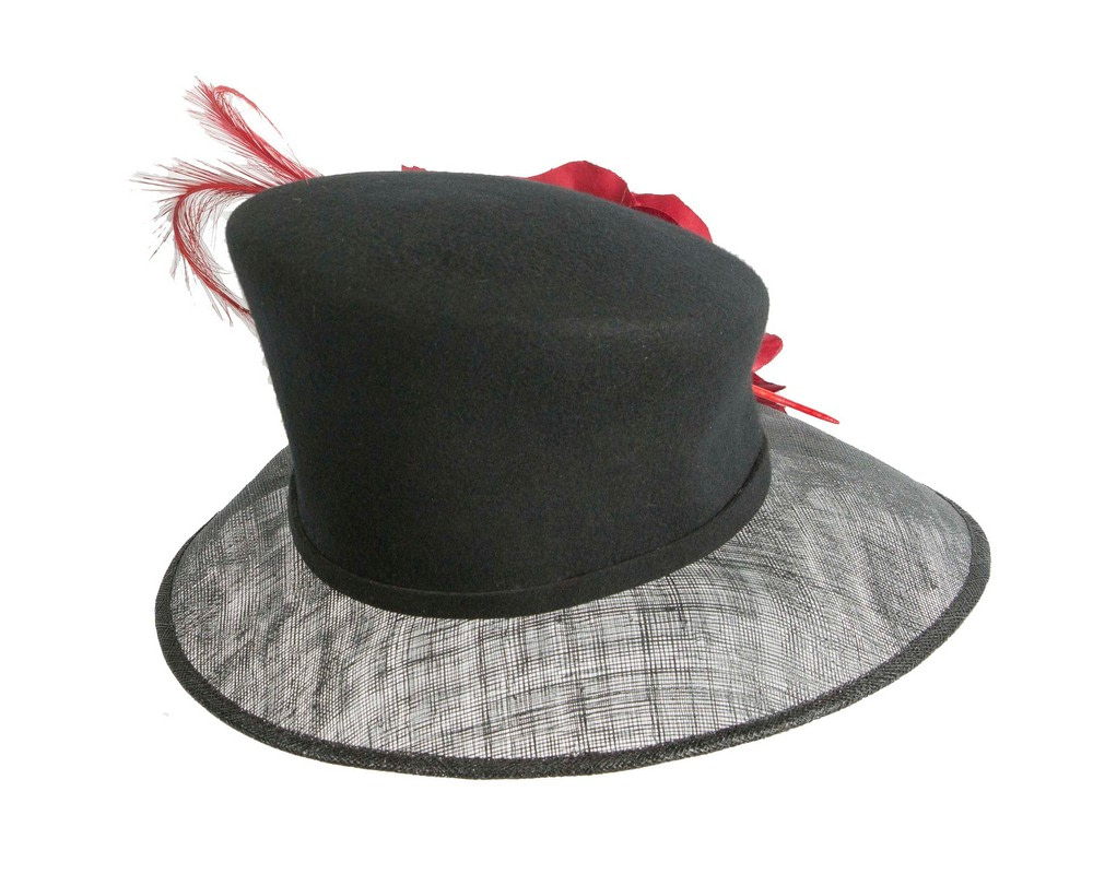 Exclusive black ladies winter fashion hat with red flower by Cupids Millinery - Hats From OZ UK Exclusive black ladies winter fashion hat with red flower by Cupids Millinery - Image 3