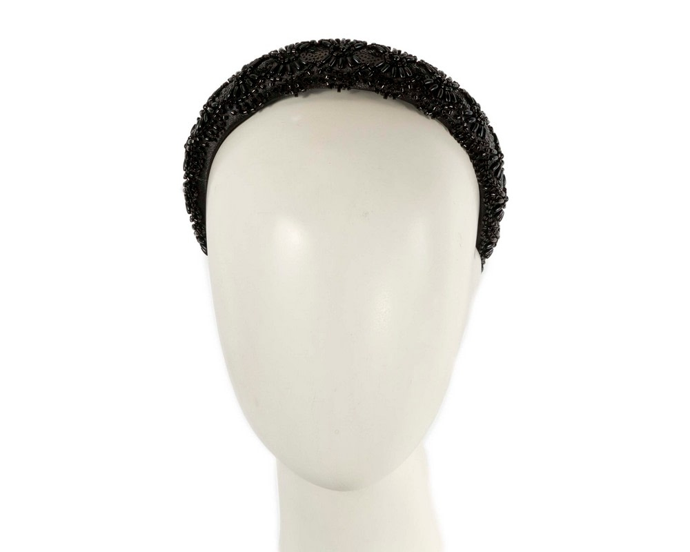 Beaded black fascinator headband by Cupids Millinery - Hats From OZ UK