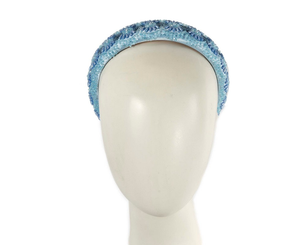 Beaded light blue fascinator headband by Cupids Millinery - Hats From OZ UK