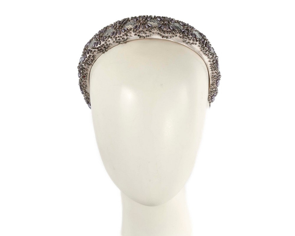 Beaded silver fascinator headband by Cupids Millinery - Hats From OZ UK