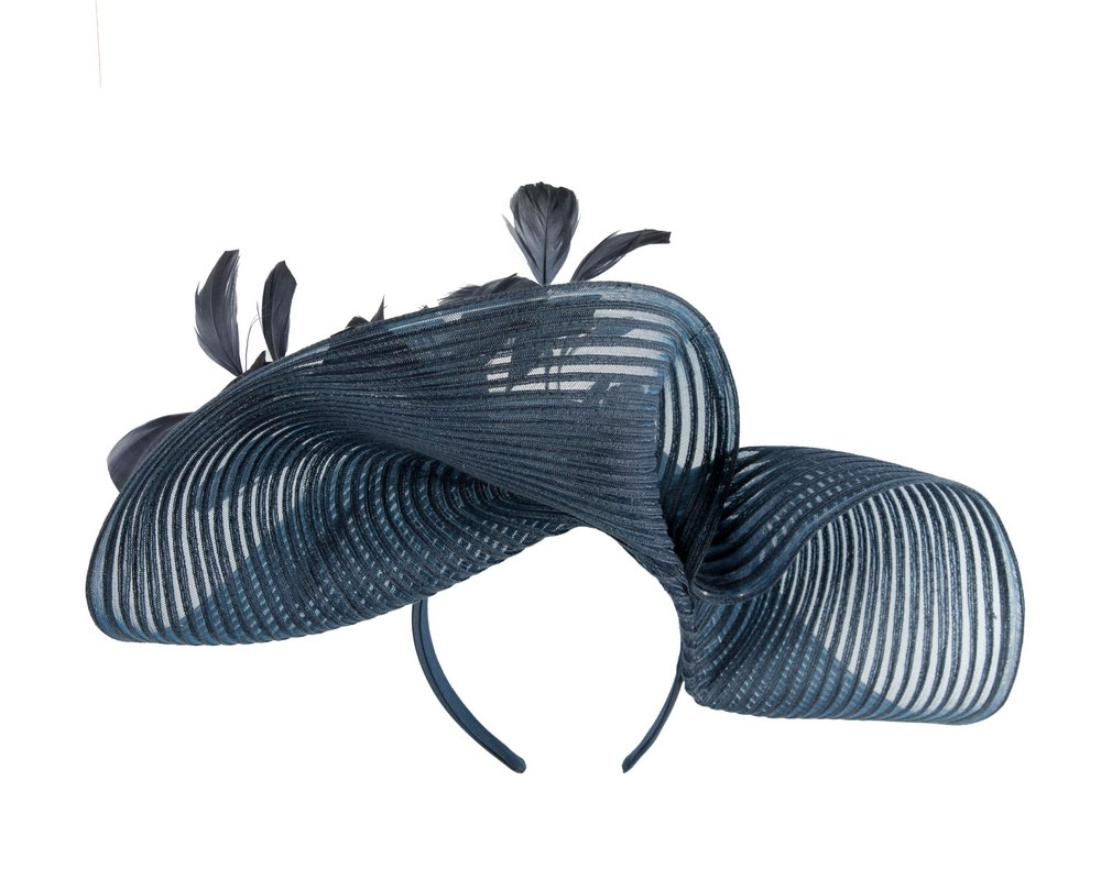 Large navy fascinator by Cupids Millinery - Hats From OZ UK Large navy fascinator by Cupids Millinery - Image 4
