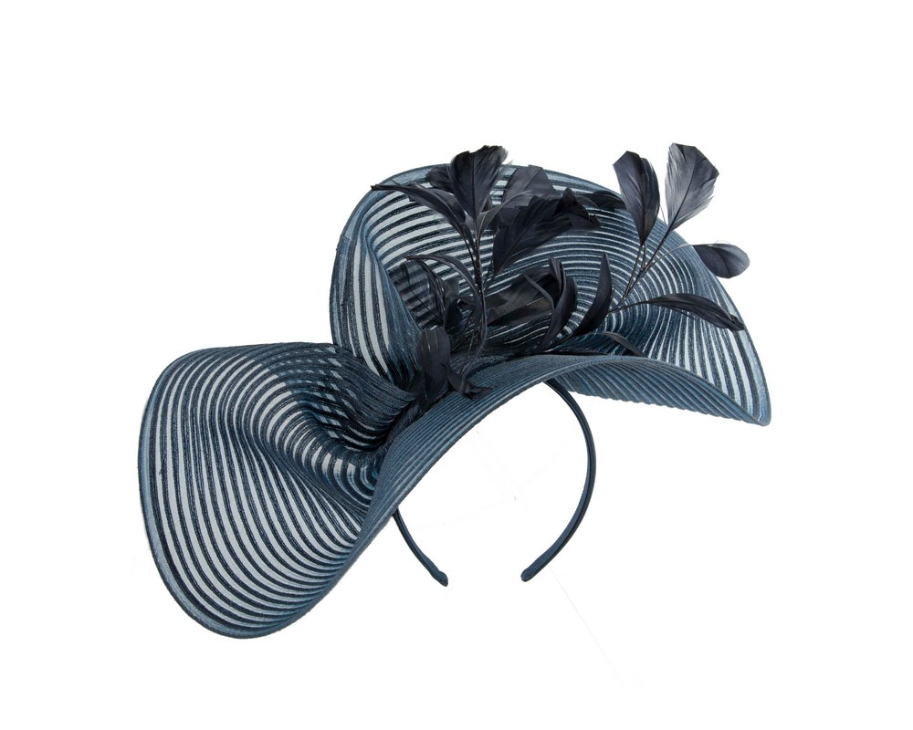 Large navy fascinator by Cupids Millinery - Hats From OZ UK Large navy fascinator by Cupids Millinery - Image 2