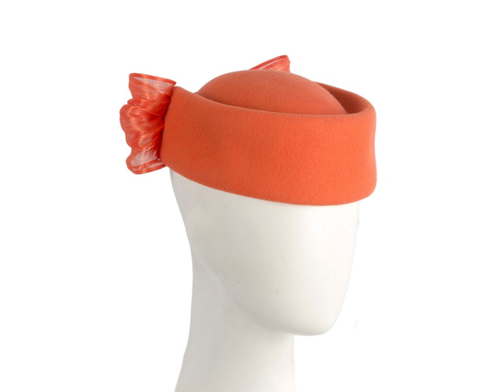 Orange Jackie Onassis style felt beret by Fillies Collection - Hats From OZ UK