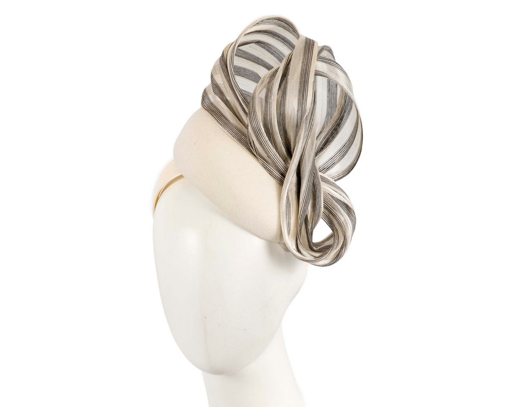Bespoke cream black pillbox with bow by Fillies Collection - Hats From OZ UK