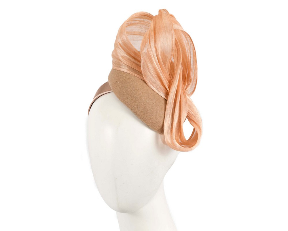 Bespoke beige pillbox with bow by Fillies Collection - Hats From OZ UK | F666BE Bespoke beige pillbox with bow by Fillies Collection - Hats From OZ UK