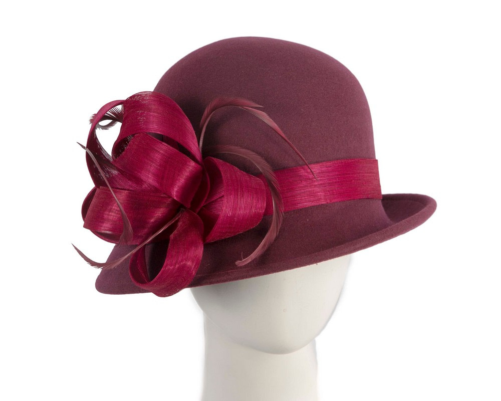Exclusive wine colored cloche winter hat by Fillies Collection - Hats From OZ UK | F673W Exclusive wine colored cloche winter hat by Fillies Collection - Hats From OZ UK
