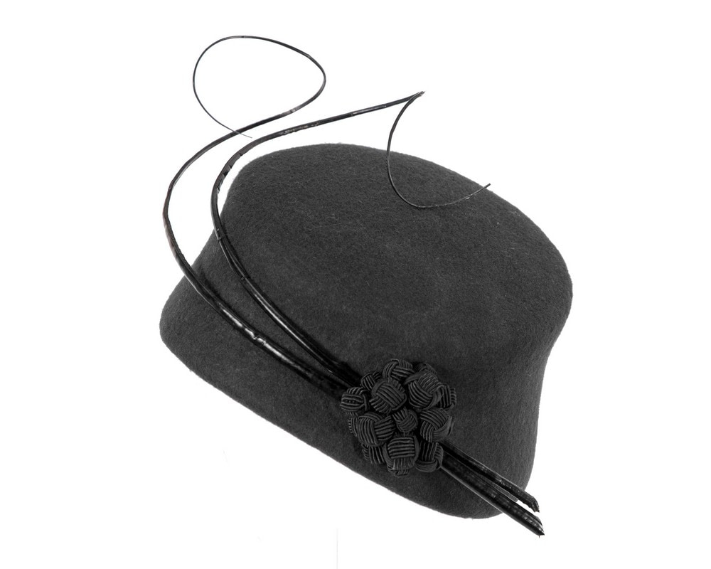 Bespoke black winter racing fascinator by Fillies Collection F675 - Hats From OZ UK Bespoke black winter racing fascinator by Fillies Collection F675 - Image 2