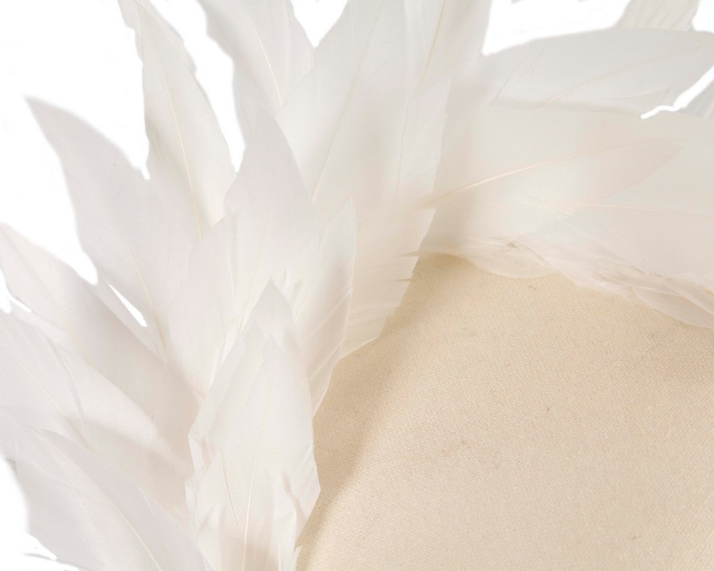 Cream feather winter facing fascinator - Hats From OZ UK Cream feather winter facing fascinator - Image 5