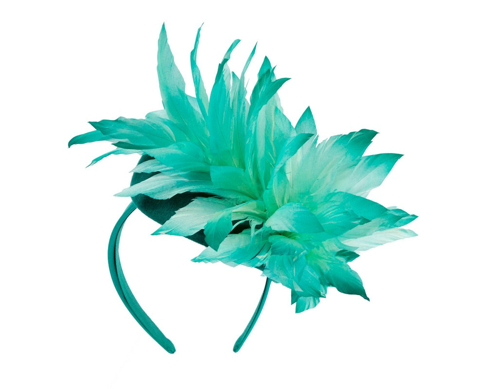 Teal feather winter facing fascinator - Hats From OZ UK Teal feather winter facing fascinator - Image 6