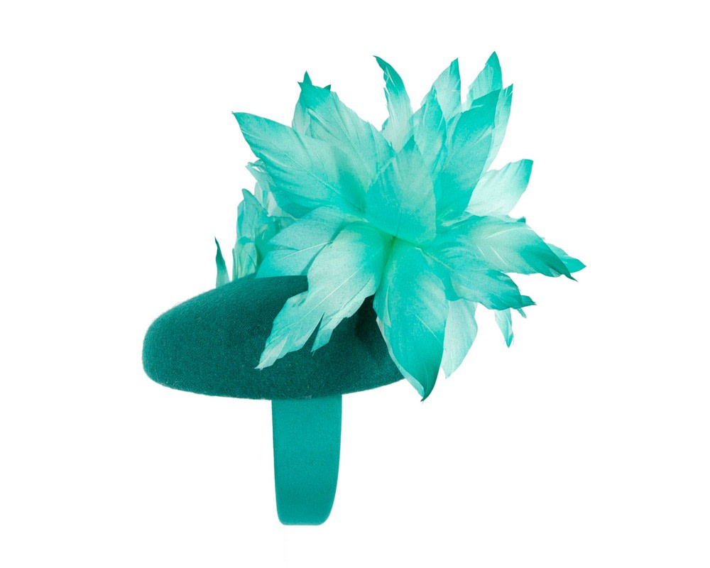 Teal feather winter facing fascinator - Hats From OZ UK Teal feather winter facing fascinator - Image 3