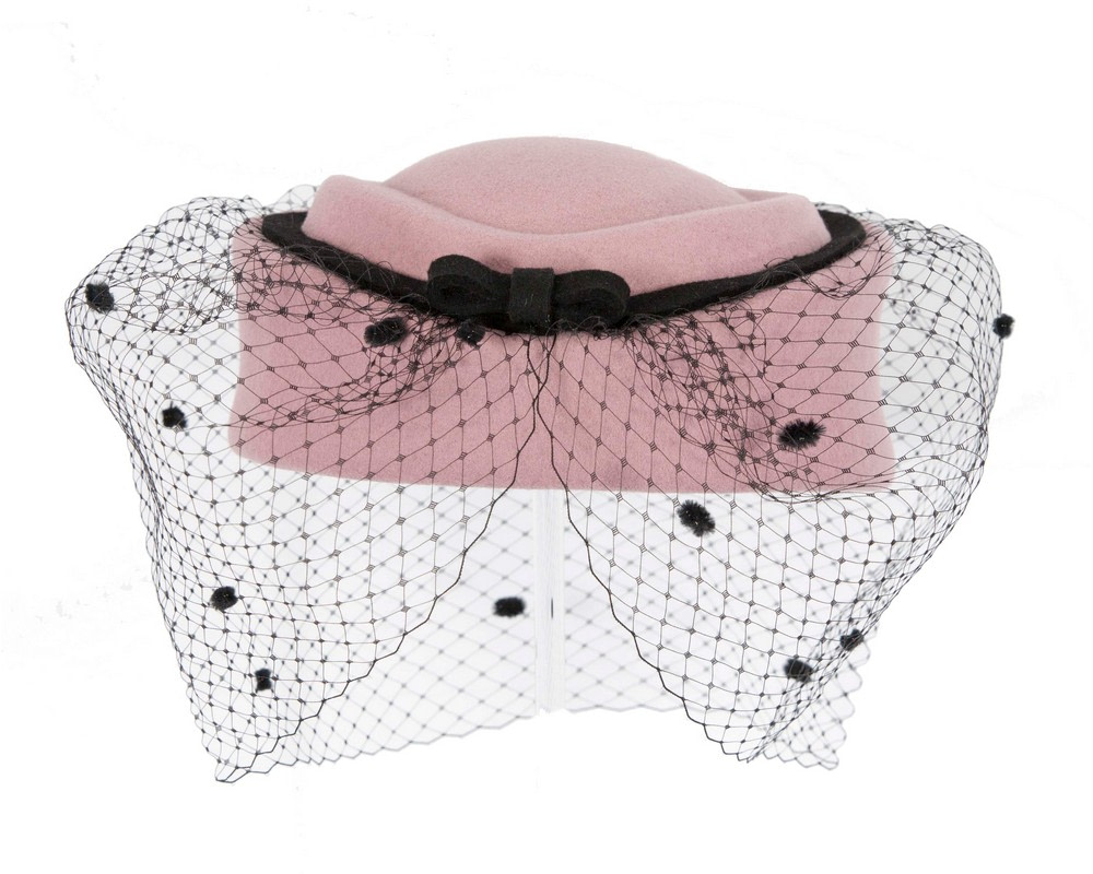 Large dusty pink beret hat with face veil by Fillies Collection - Hats From OZ UK Large dusty pink beret hat with face veil by Fillies Collection - Image 5