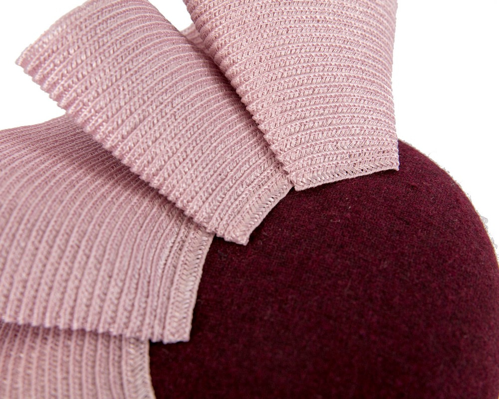 Wine & pink pillbox fascinator by Fillies Collection - Hats From OZ UK Wine & pink pillbox fascinator by Fillies Collection - Image 5