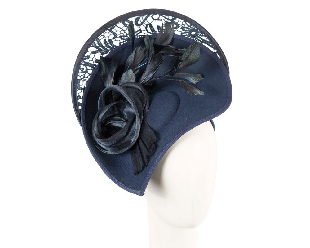Bespoke navy winter fascinator by Fillies Collection - Hats From OZ UK | F685N Bespoke navy winter fascinator by Fillies Collection - Hats From OZ UK