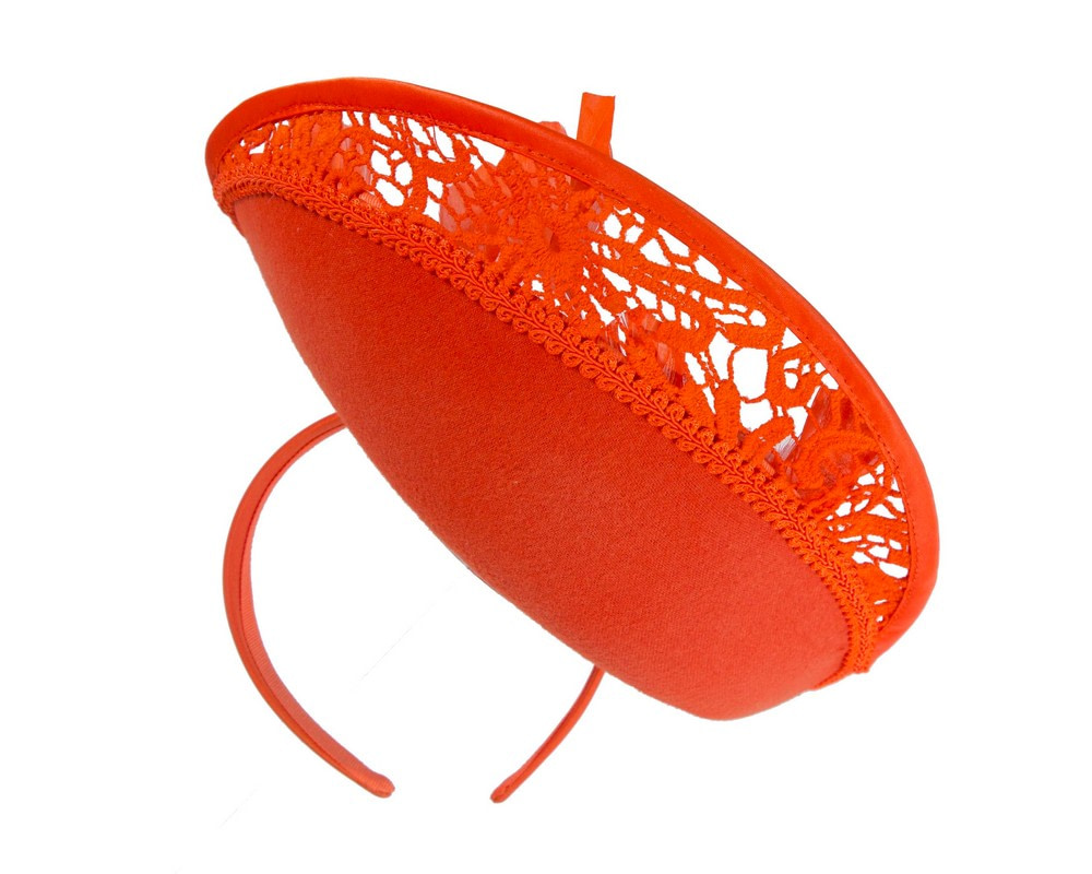 Bespoke orange winter fascinator by Fillies Collection - Image 6