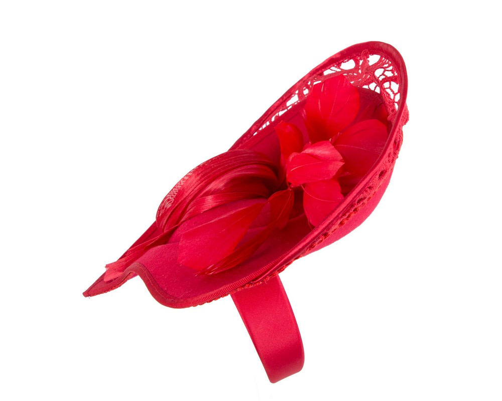 Bespoke red winter fascinator by Fillies Collection - Hats From OZ UK Bespoke red winter fascinator by Fillies Collection - Image 3