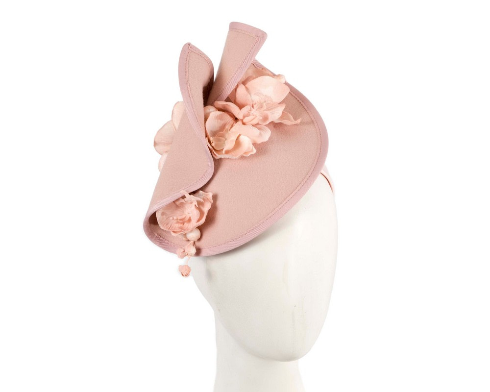 Nude winter felt fascinator with orchid - Hats From OZ UK