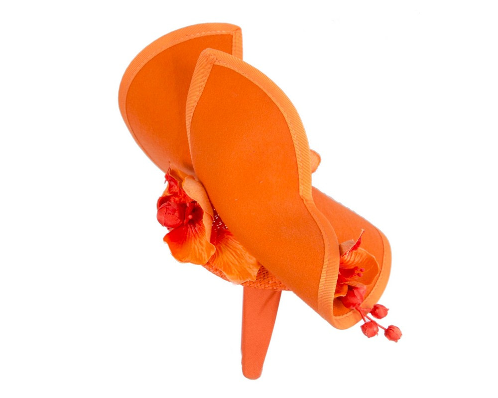 Orange winter felt fascinator with orchid - Image 4