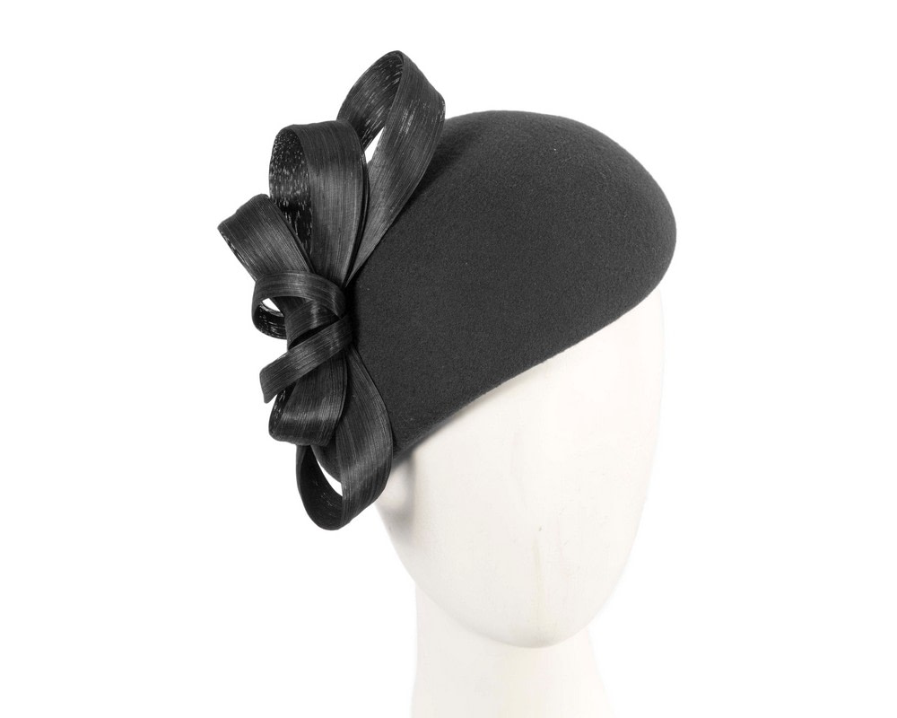 Stylish black felt beret hat by Fillies Collection - Hats From OZ UK | F694B Stylish black felt beret hat by Fillies Collection - Hats From OZ UK