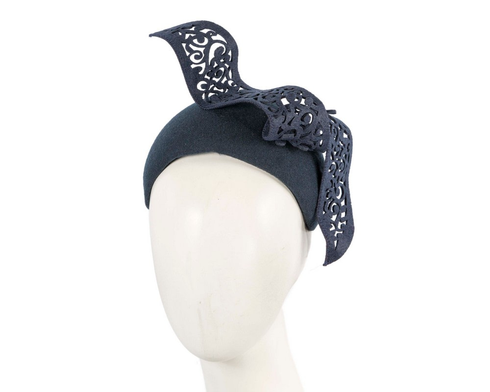 Bespoke navy winter racing fascinator by Fillies Collection F695 - Hats From OZ UK | F695N Bespoke navy winter racing fascinator by Fillies Collection F695 - Hats From OZ UK