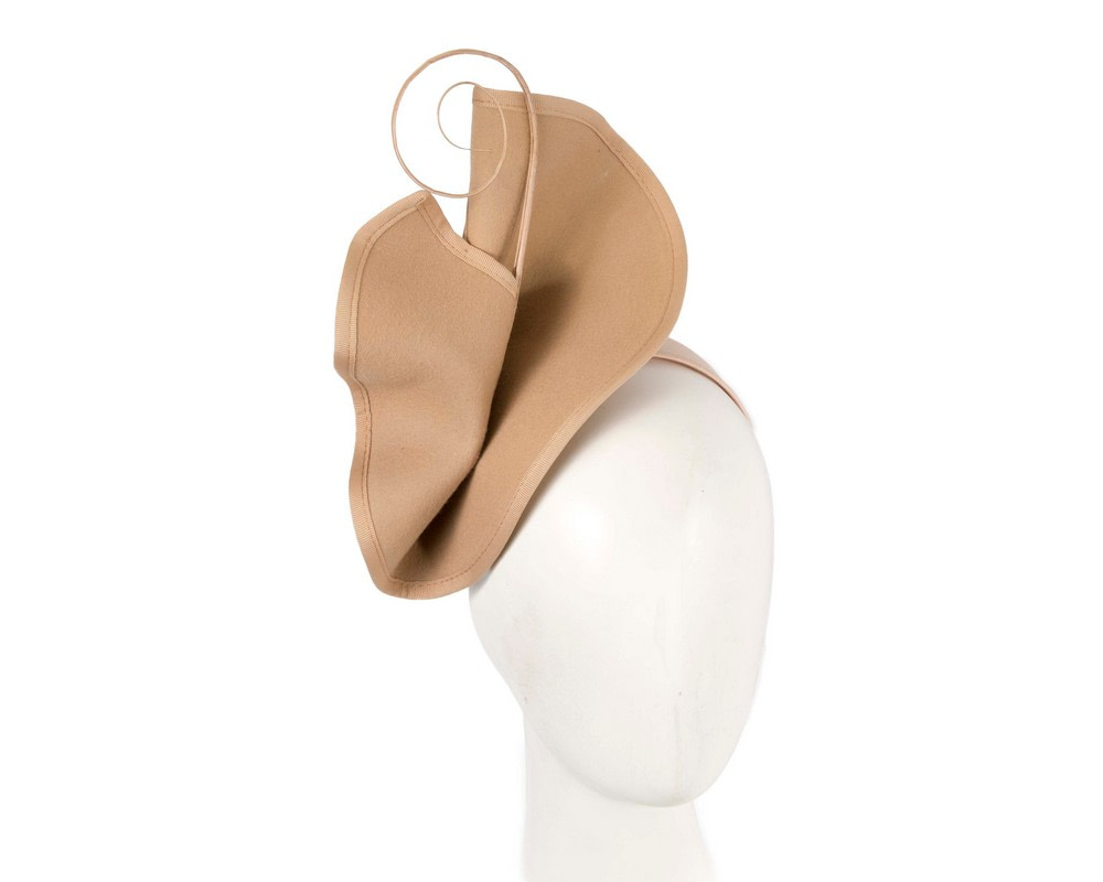 Sculpted beige felt winter racing fascinator - Hats From OZ UK