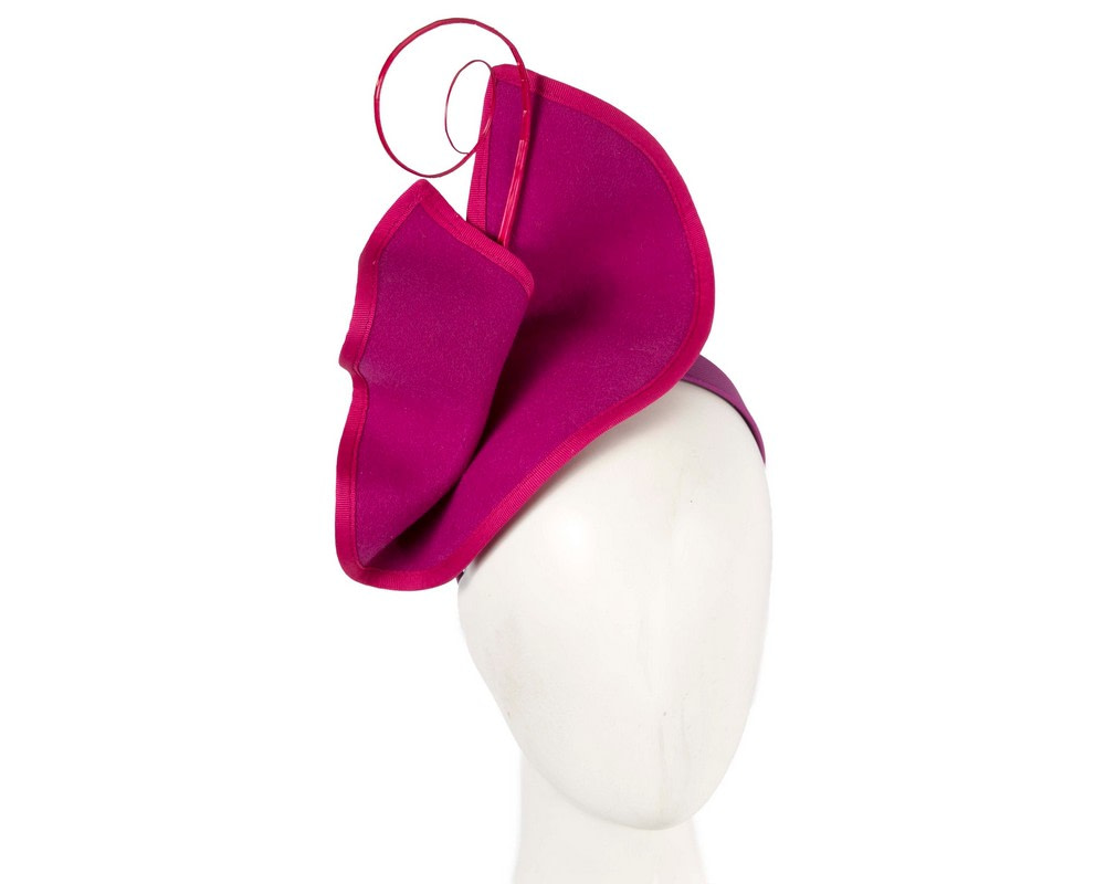 Sculpted fuchsia felt winter racing fascinator - Hats From OZ UK
