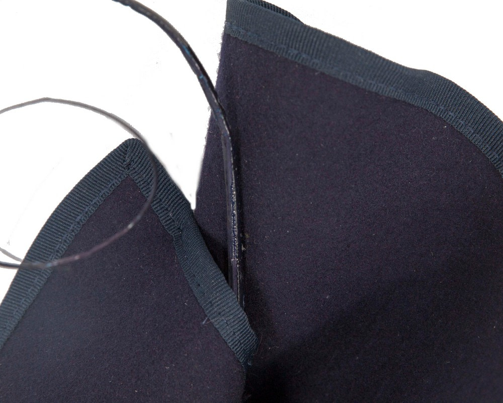 Sculpted navy felt winter racing fascinator - Hats From OZ UK Sculpted navy felt winter racing fascinator - Image 3