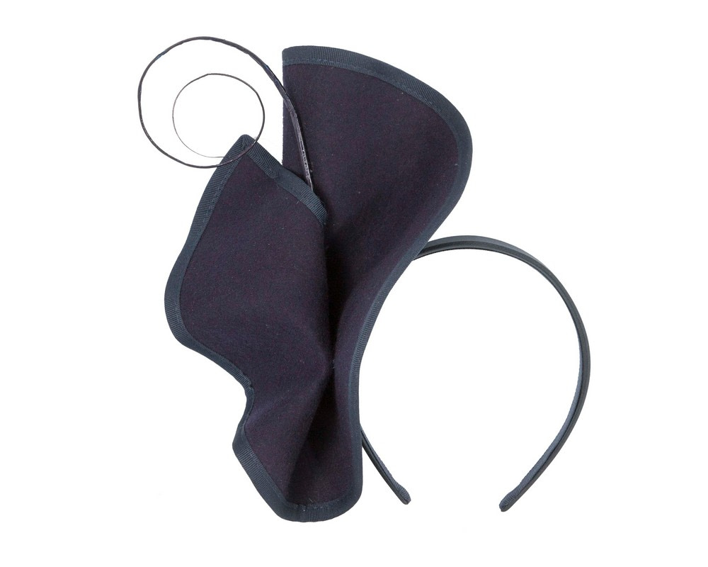 Sculpted navy felt winter racing fascinator - Hats From OZ UK Sculpted navy felt winter racing fascinator - Image 2