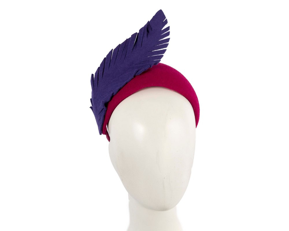 Bespoke fuchsia & purple winter racing fascinator headband - Hats From OZ UK