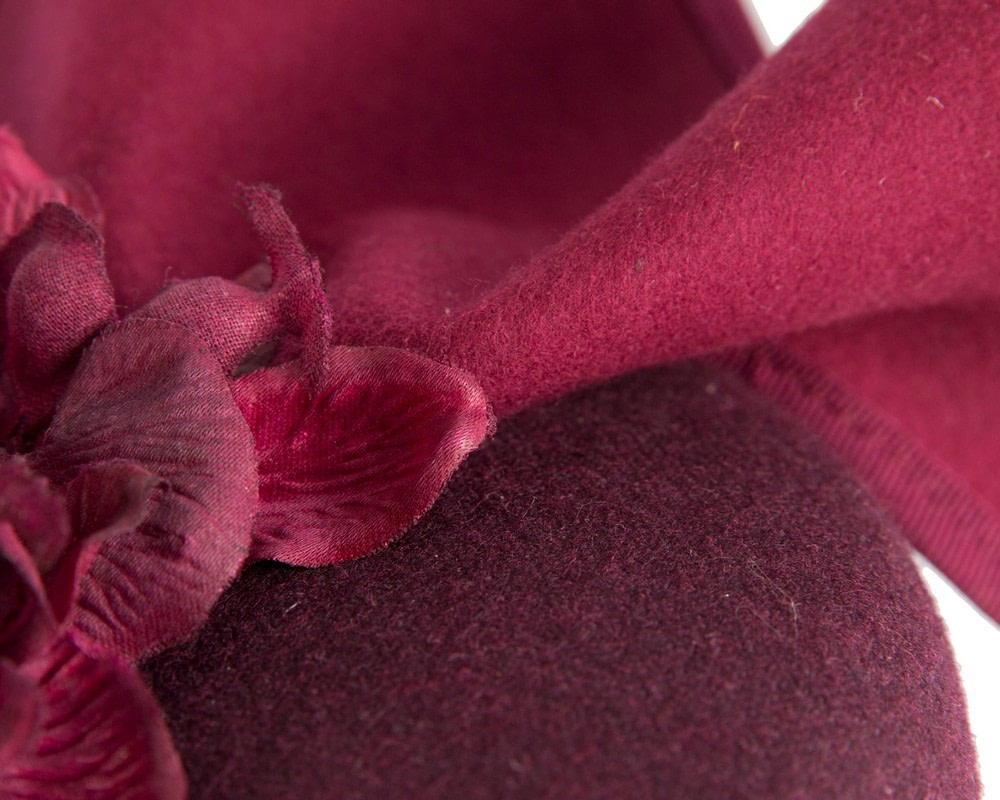 Burgundy winter pillbox fascinator with flowers by Fillies Collection - Hats From OZ UK Burgundy winter pillbox fascinator with flowers by Fillies Collection - Image 5