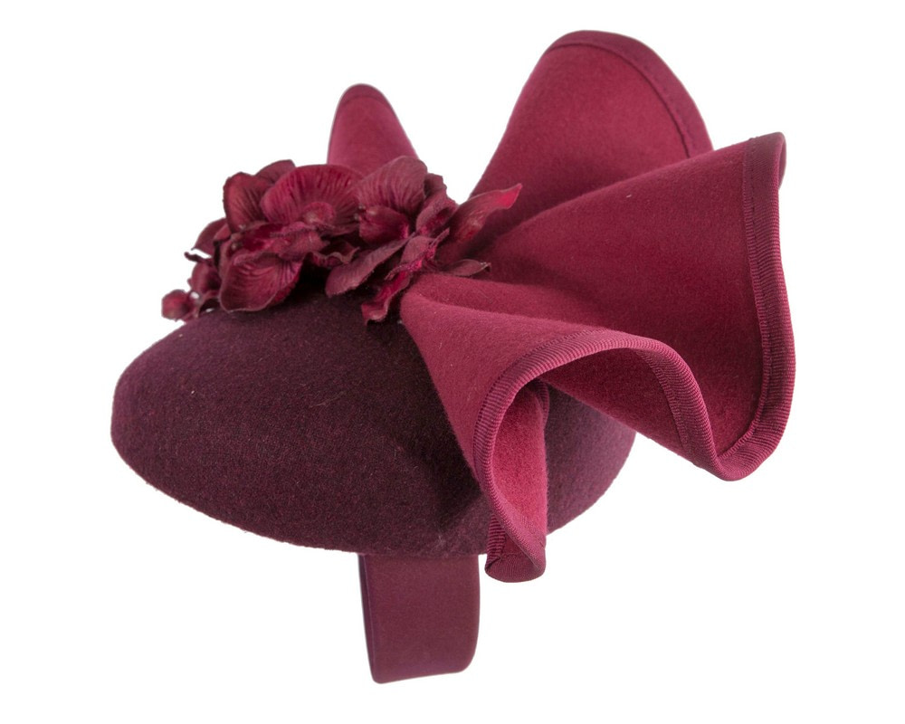 Burgundy winter pillbox fascinator with flowers by Fillies Collection - Hats From OZ UK Burgundy winter pillbox fascinator with flowers by Fillies Collection - Image 4