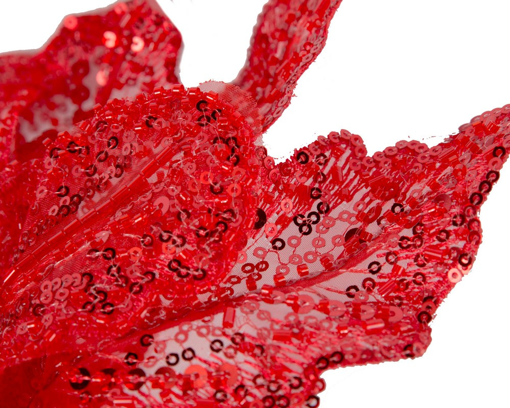 Shiny red lace fascinator by Fillies Collection - Hats From OZ UK Shiny red lace fascinator by Fillies Collection - Image 3