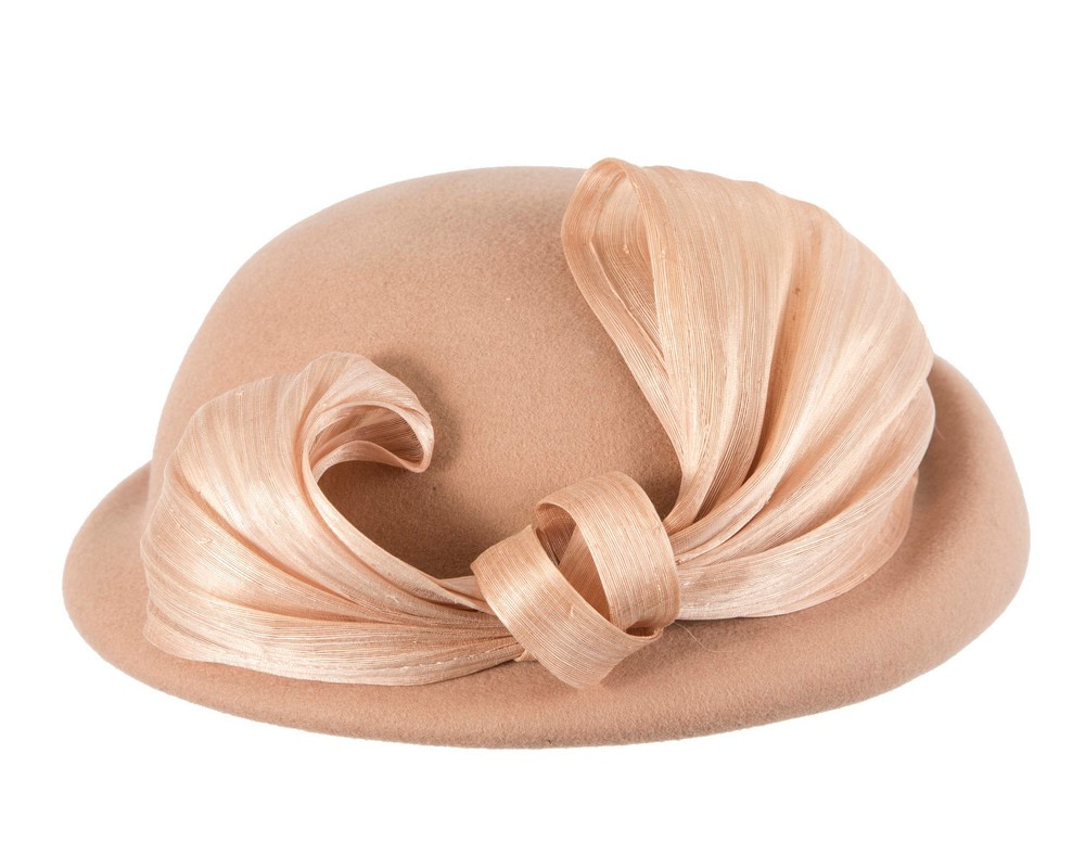 Elegant Beige Felt Hat with Silk Abaca Trim by Fillies Collection - Hats From OZ UK Elegant Beige Felt Hat with Silk Abaca Trim by Fillies Collection - Image 4