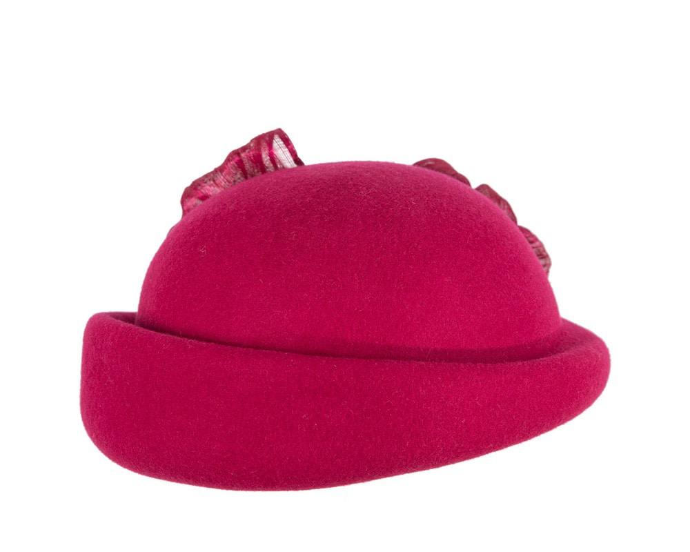 Elegant Magenta Felt Hat with Silk Abaca Trim by Fillies Collection - Hats From OZ UK Elegant Magenta Felt Hat with Silk Abaca Trim by Fillies Collection - Image 3