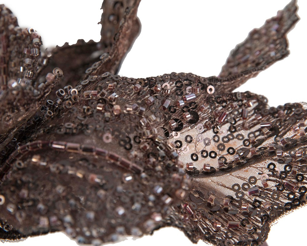 Shiny chocolate lace fascinator by Fillies Collection - Hats From OZ UK Shiny chocolate lace fascinator by Fillies Collection - Image 3