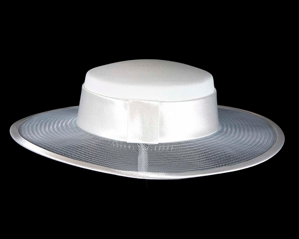 White designers boater hat - Hats From OZ UK White designers boater hat - Image 6