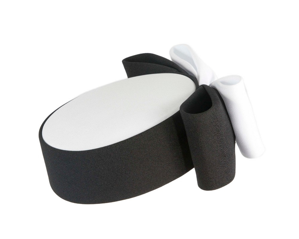 Exclusive large white & black pillbox hat by Cupids Millinery - Hats From OZ UK Exclusive large white & black pillbox hat by Cupids Millinery - Image 2