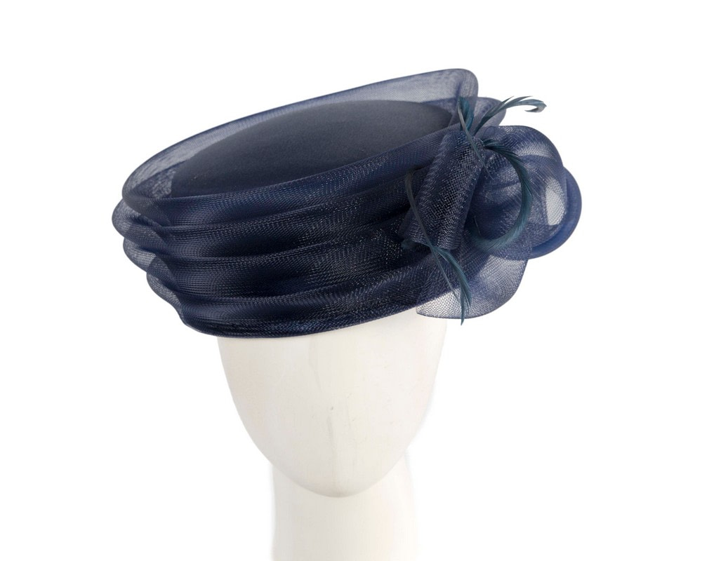 Navy Mother of the Bride pillbox hat custom made to order - Hats From OZ UK