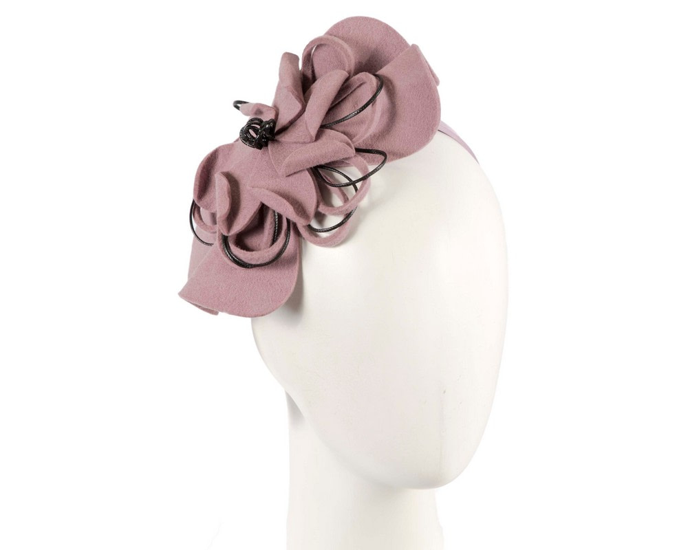 Dusty pink felt flower racing fascinator - Hats From OZ UK | J357DP Dusty pink felt flower racing fascinator - Hats From OZ UK