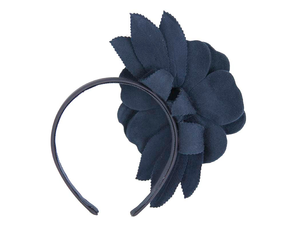 Navy felt flower fascinator by Max Alexander - Hats From OZ UK Navy felt flower fascinator by Max Alexander - Image 4