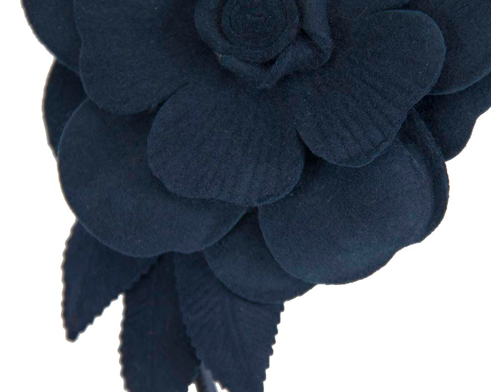 Navy felt flower fascinator by Max Alexander - Hats From OZ UK Navy felt flower fascinator by Max Alexander - Image 3