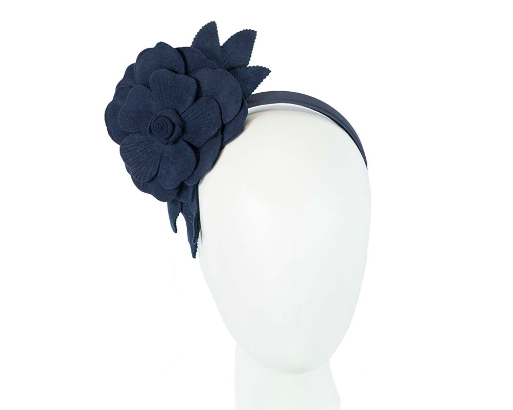Navy felt flower fascinator by Max Alexander - Hats From OZ UK