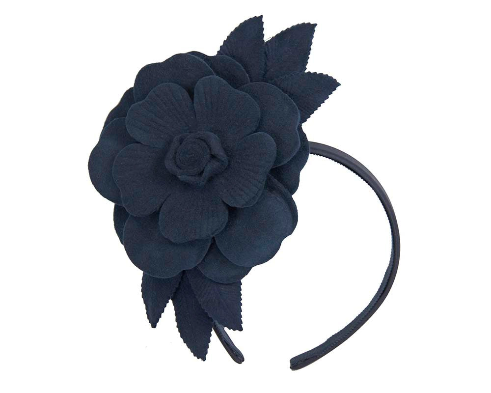 Navy felt flower fascinator by Max Alexander - Hats From OZ UK Navy felt flower fascinator by Max Alexander - Image 2