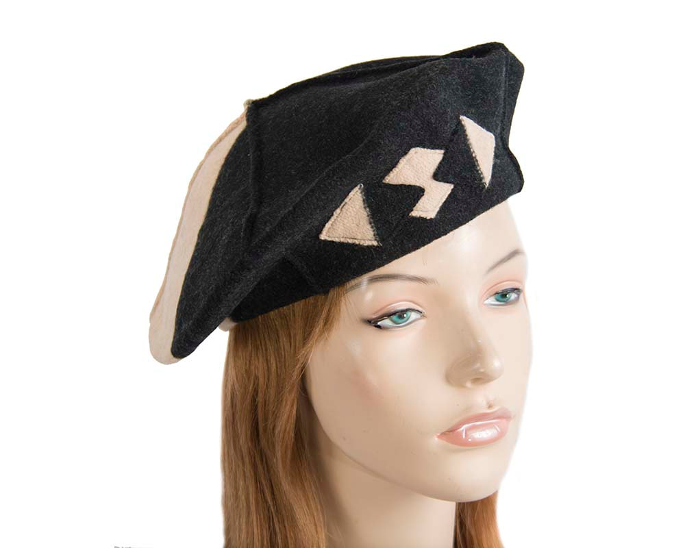 Beige & black winter french beret by Max Alexander - Hats From OZ UK