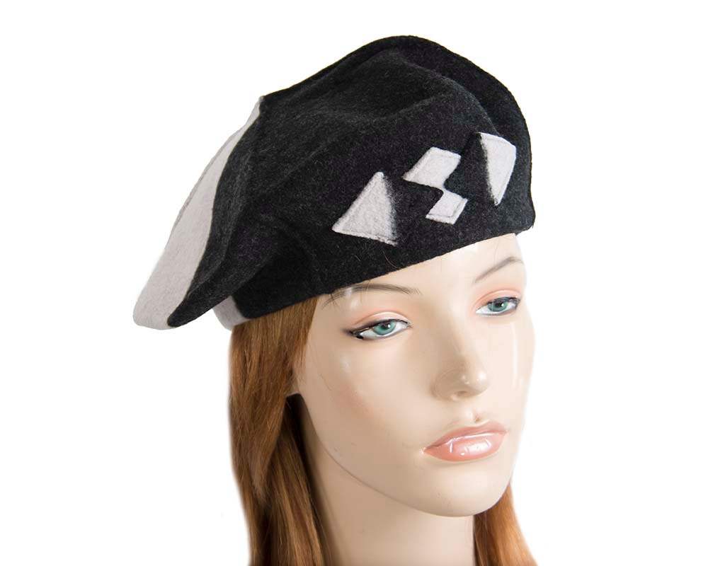 Grey & black winter french beret by Max Alexander - Hats From OZ UK
