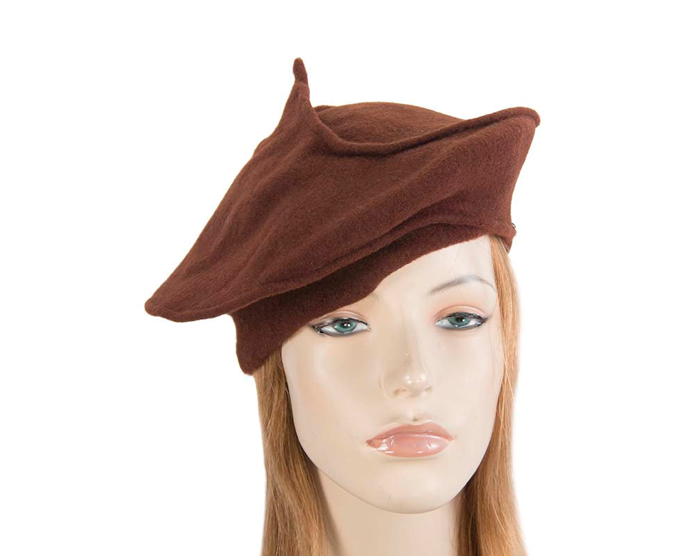 Stylish brown winter french beret by Max Alexander - Hats From OZ UK | J386BR Stylish brown winter french beret by Max Alexander - Hats From OZ UK