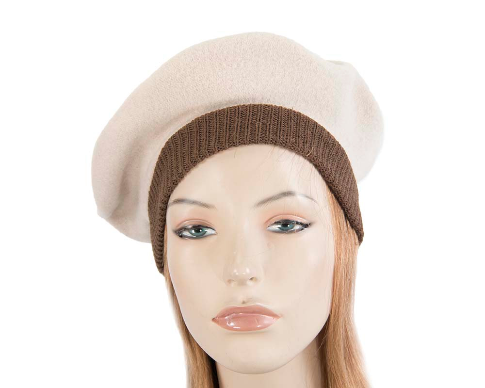 Nude embroidered winter beret by Max Alexander - Hats From OZ UK | J392NU Nude embroidered winter beret by Max Alexander - Hats From OZ UK