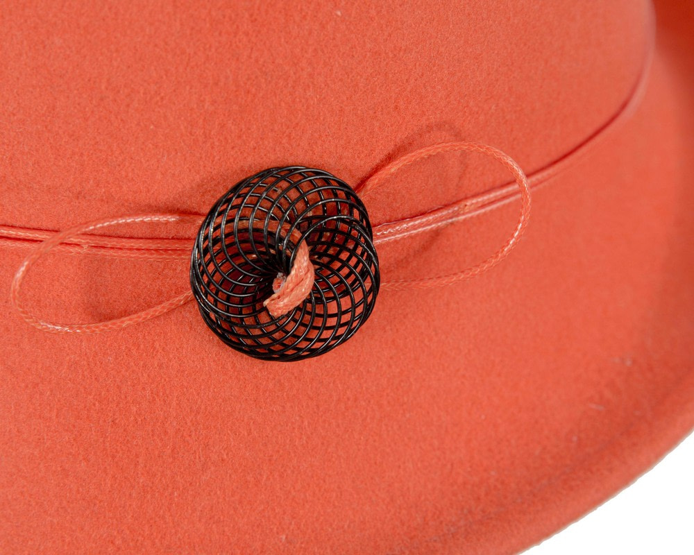 Orange felt cloche hat by Max Alexander - Image 5